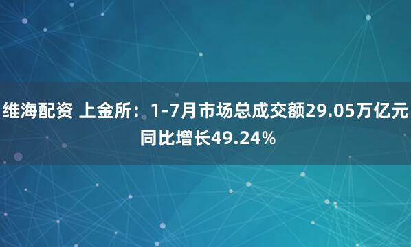 维海配资 上金所：1-7月市场总成交额29.05万亿元 同比增长49.24%